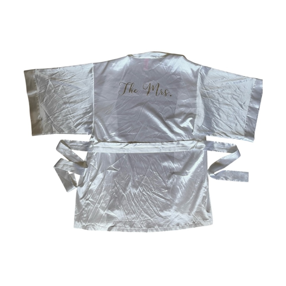 La SENZA Elegant White Satin Bridal Robe